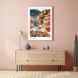 Portofino Flower Market Poster PosterGoat