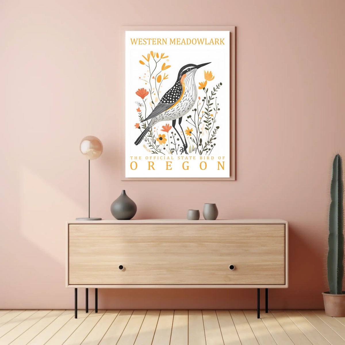 Western Meadowlark Oregon State Bird Art Poster