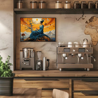 Celestial Dreamscape: Enchanted Woman in Cosmic Fantasy Poster