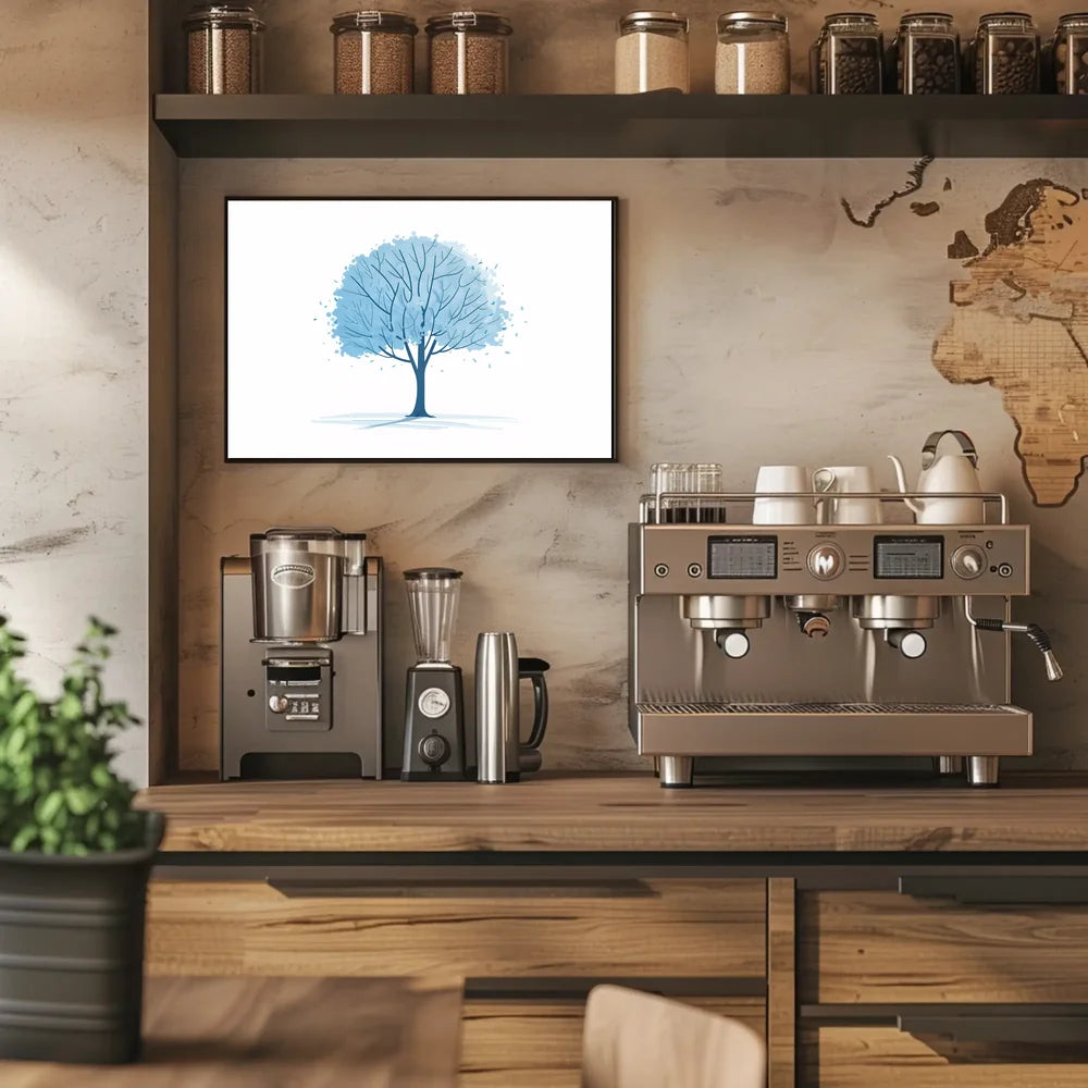 Tranquil Blue Tree Minimalist Art Print
