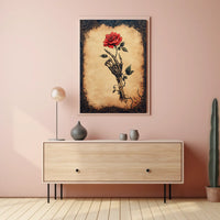 Skeletal Hand and Rose Artistic, Abstract, Pop Culture Poster