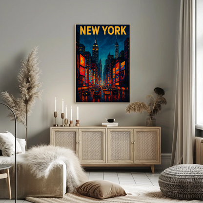 New York City Night Lights Travel Poster