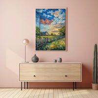 peaceful farmhouse landscape Poster