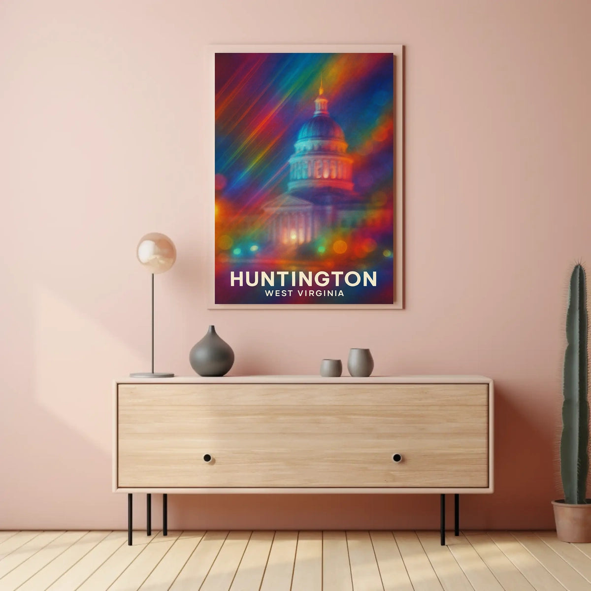Huntington West Virginia Cityscape Vintage Collector Poster