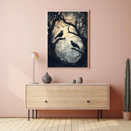 Ravens on Barren Branches Artistic Poster