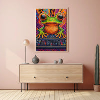 Vibrant DJ Frog Pop Art Print: Abstract, Artistic Poster