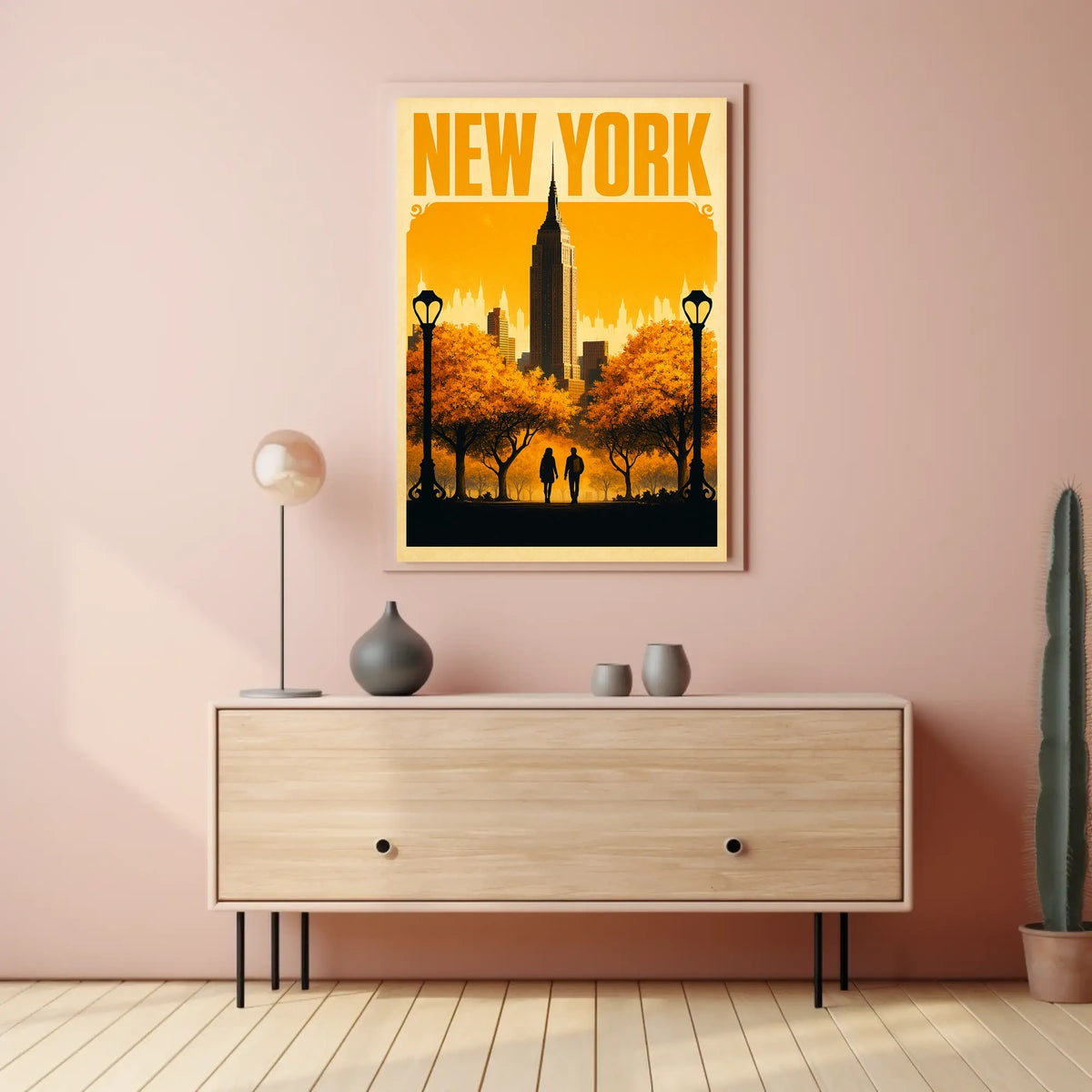 New York City Autumn Romance Vintage Travel Poster For Home