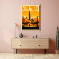 New York City Autumn Romance Vintage Travel Poster For Home
