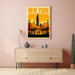 New York City Autumn Romance Vintage Travel Poster For Home
