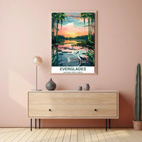 Everglades National Park Vintage Sunset Scenery Poster