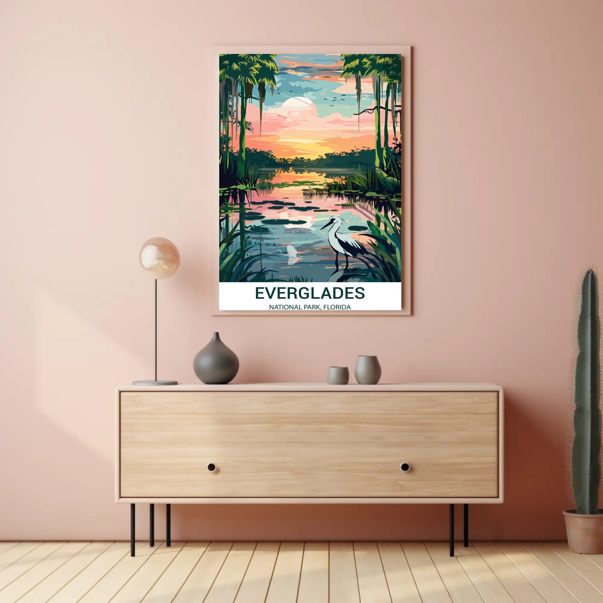 Everglades National Park Vintage Sunset Scenery Poster