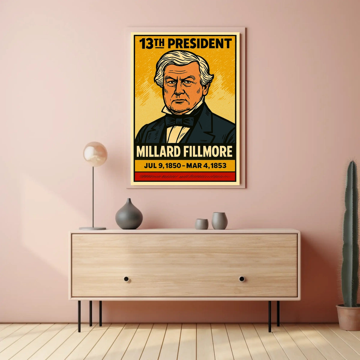 Millard Fillmore 13th President of the United States Inked Comic Style Poster