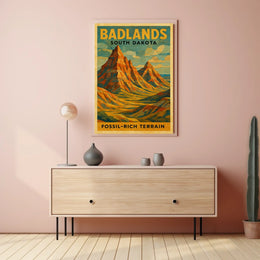 Badlands South Dakota Scenic Desert Wanderlust Decor Lovers Adventure Wall Art Poster