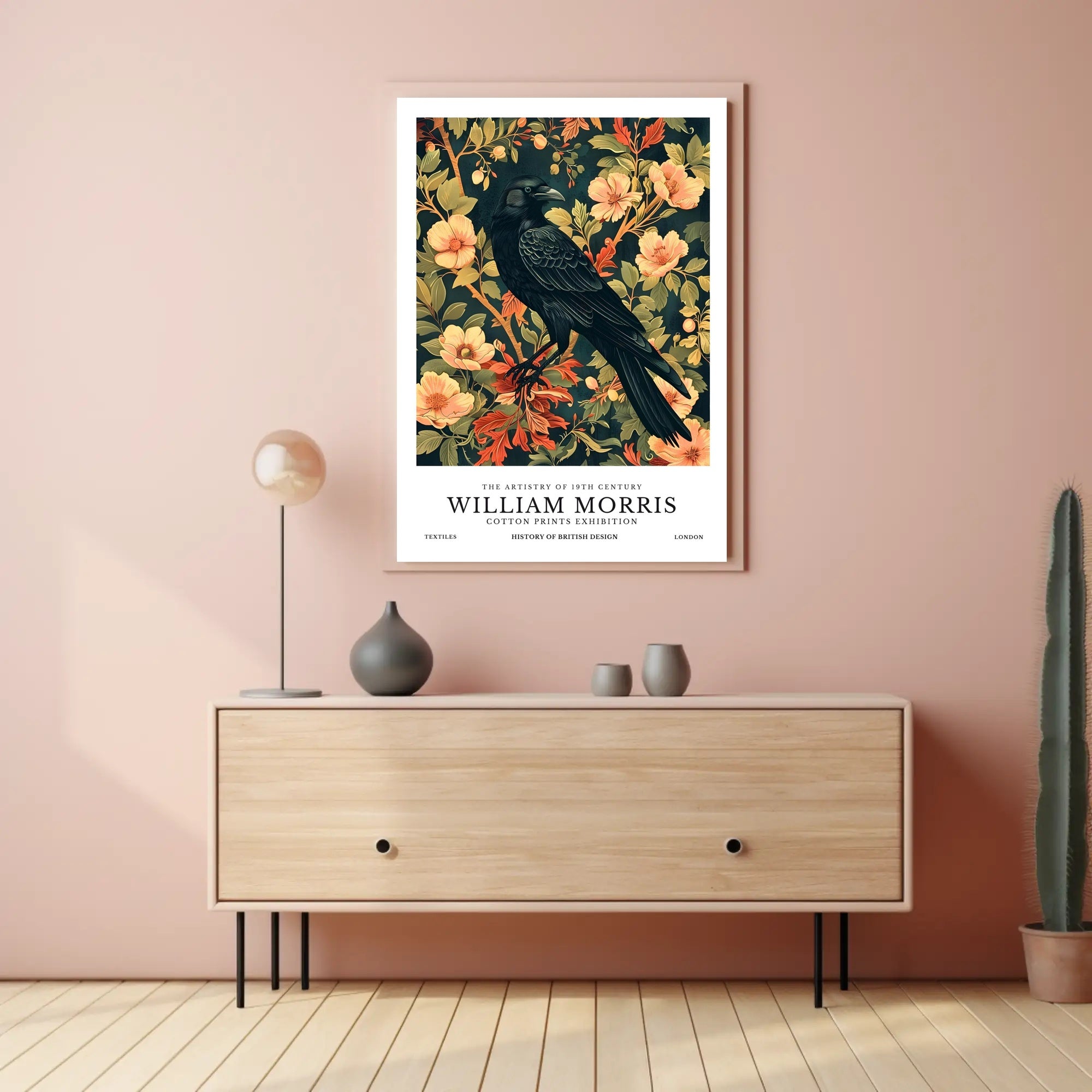 Victorian Blackbird Elegance: Ornate Arts and Crafts Poster