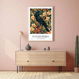 Victorian Blackbird Elegance: Ornate Arts and Crafts Poster