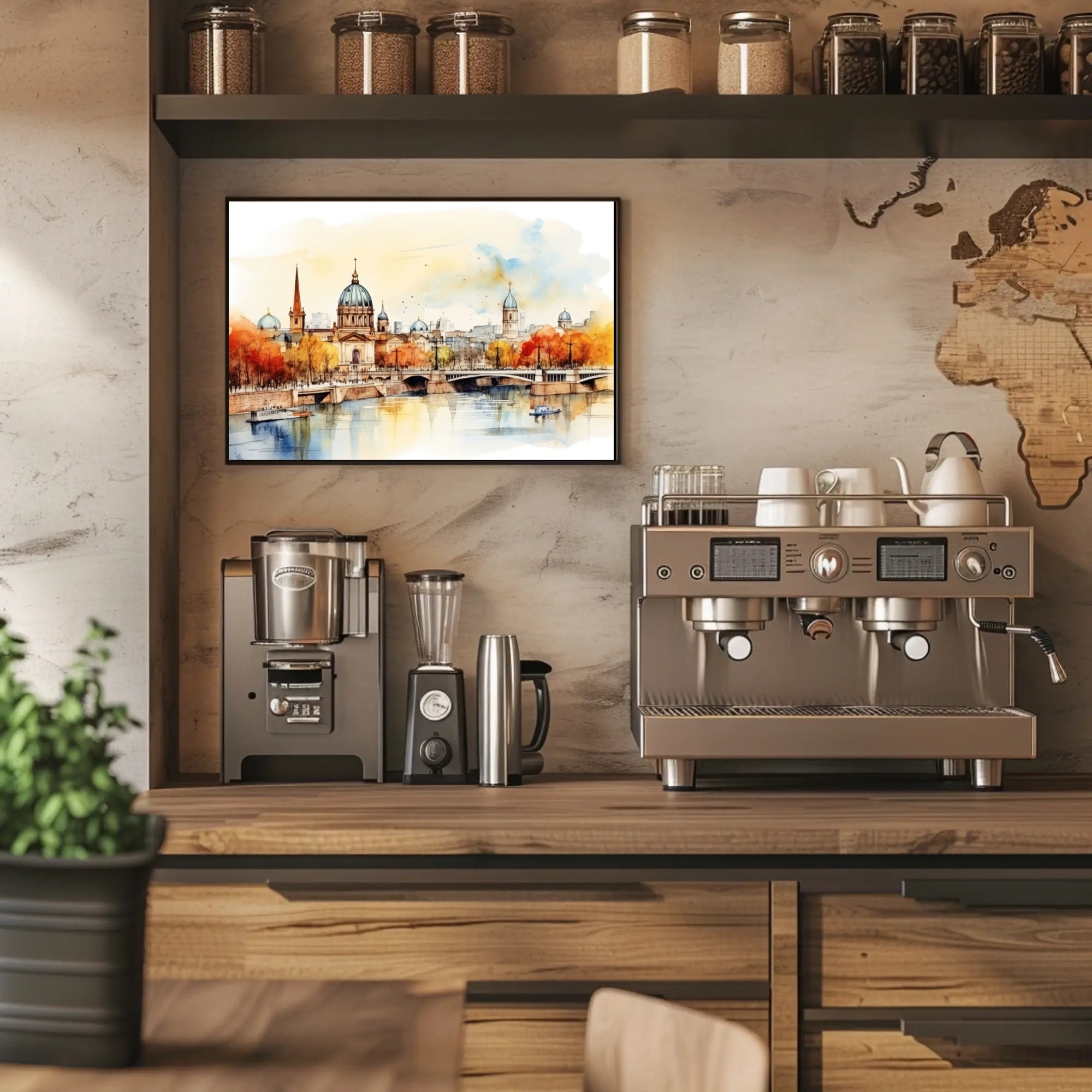 Autumn Cityscape by the River Poster