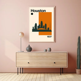 Houston Cityscape Silhouette Art Print Travel Poster