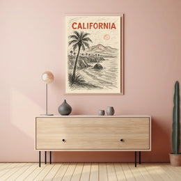 California Coastline Sketch Poster