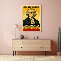 James Madison 4th President of the United States Inked Comic Style Poster