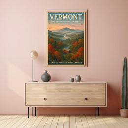Vermont Scenic Poster Vintage Travel Wall Art