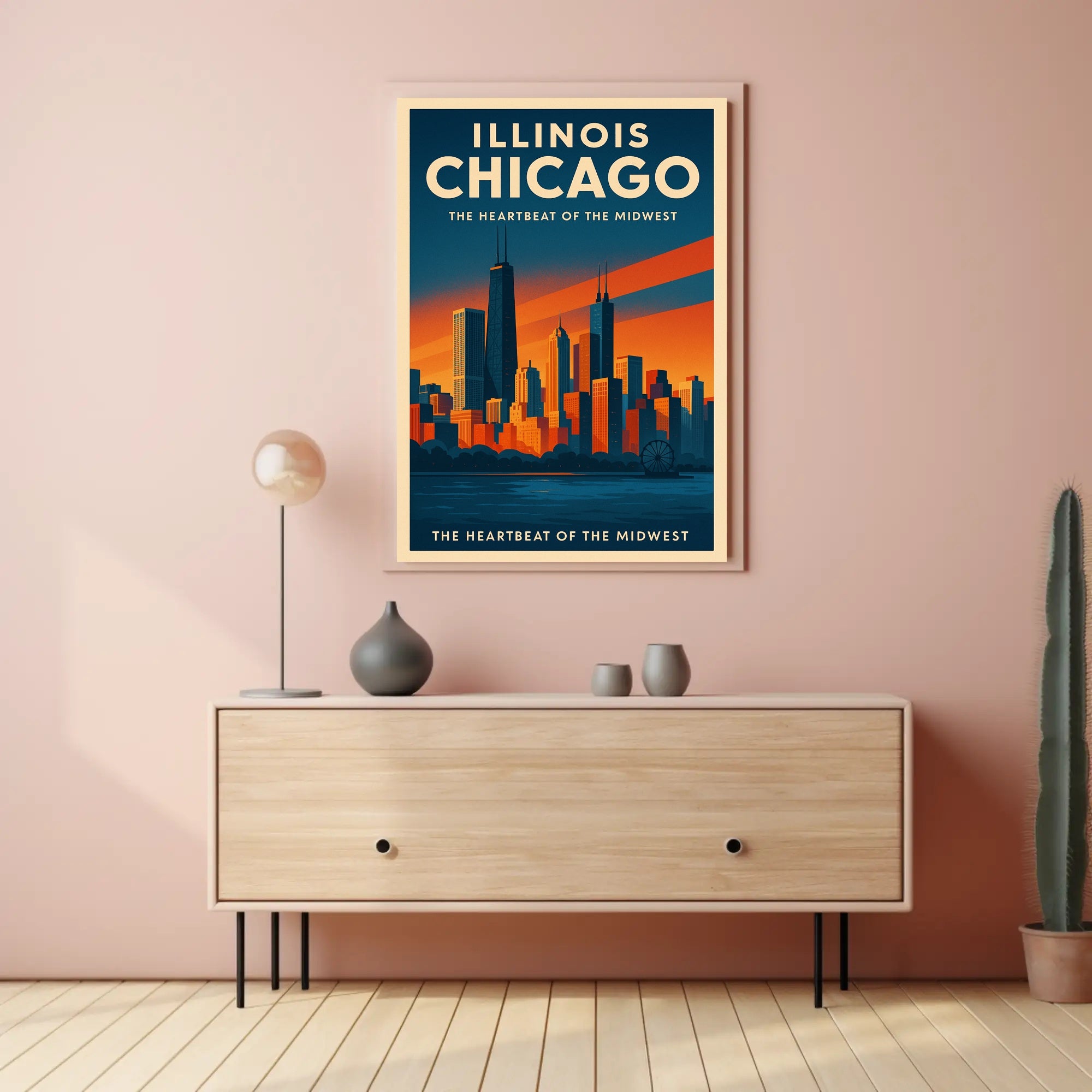 Chicago Skyline Vibrancy: Retro Urban Cityscape Poster PosterGoat