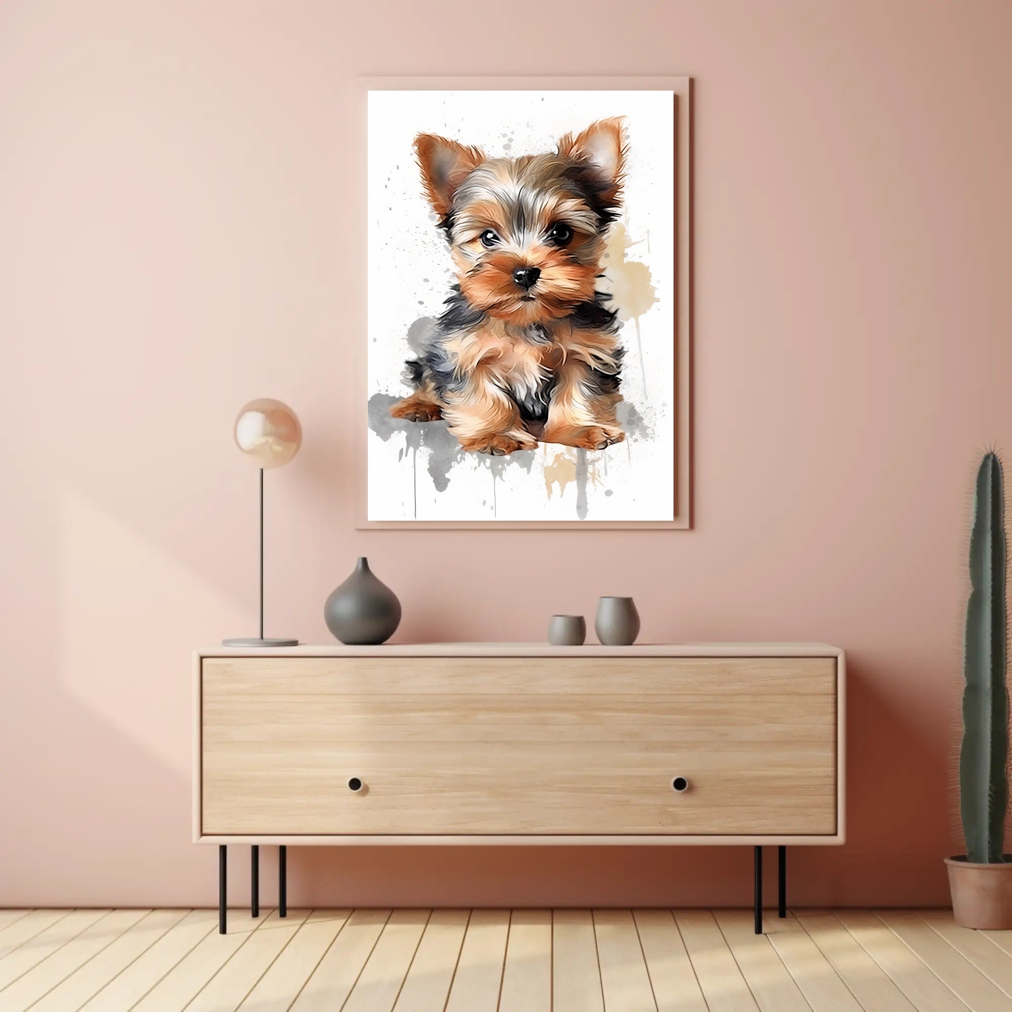 Yorkie Portrait Poster Cute Watercolor Wall Art