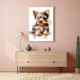 Yorkie Portrait Poster Cute Watercolor Wall Art