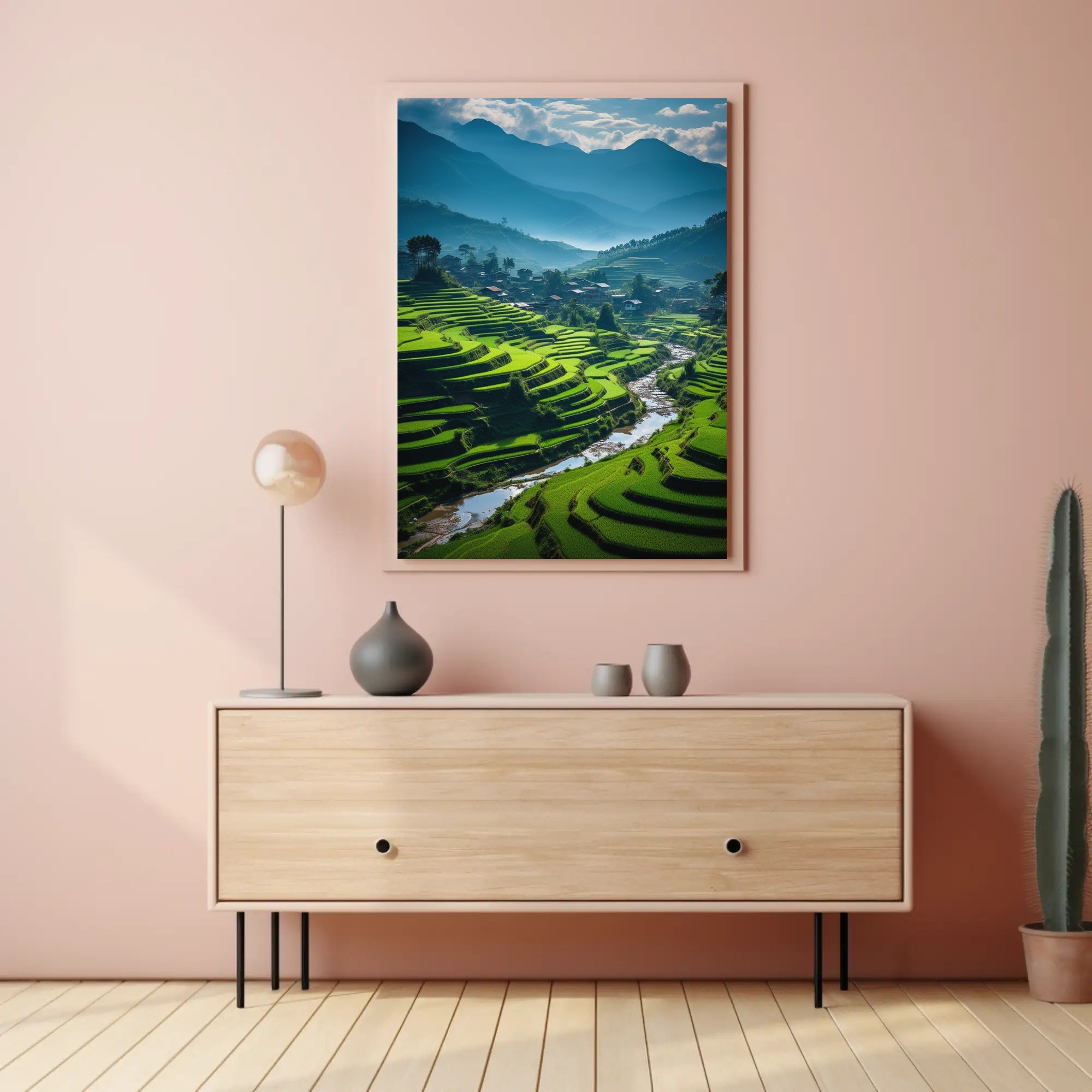Terraced Rice Fields Nature Art Poster