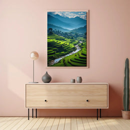 Terraced Rice Fields Nature Art Poster