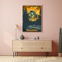 Yosemite National Park: Half Dome Under Golden Sky Poster