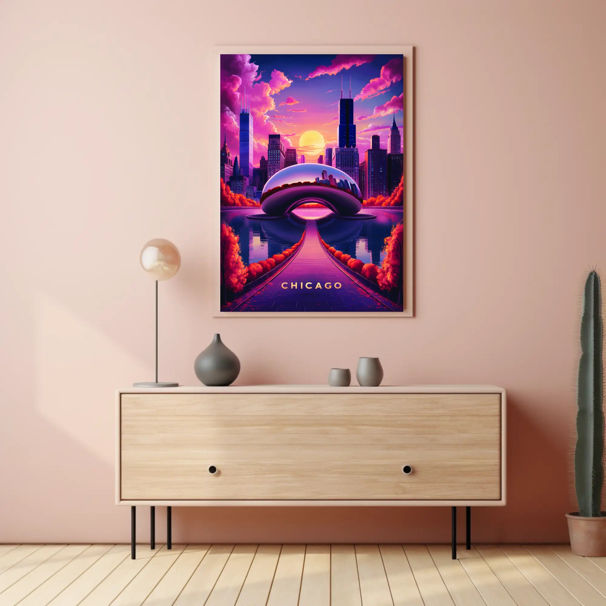 Dreamy Chicago Sunset Poster