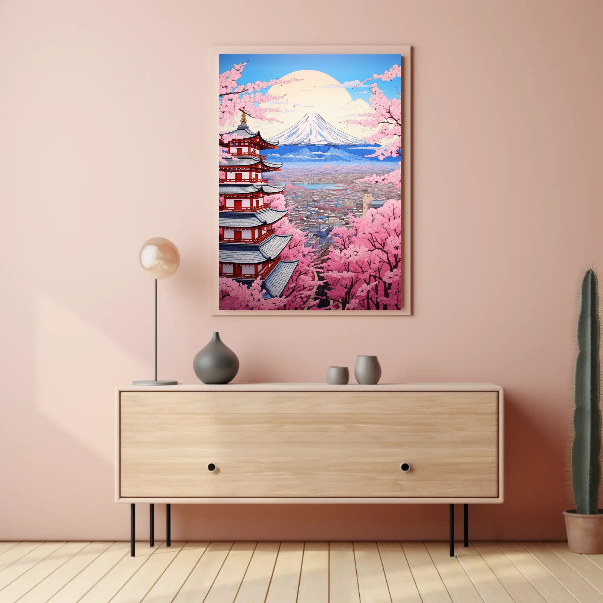 Cherry Blossoms And Pagoda Poster