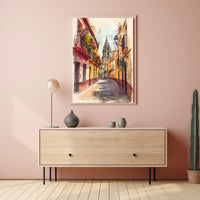Spain Seville Old Town Cathedral Street Scene Poster
