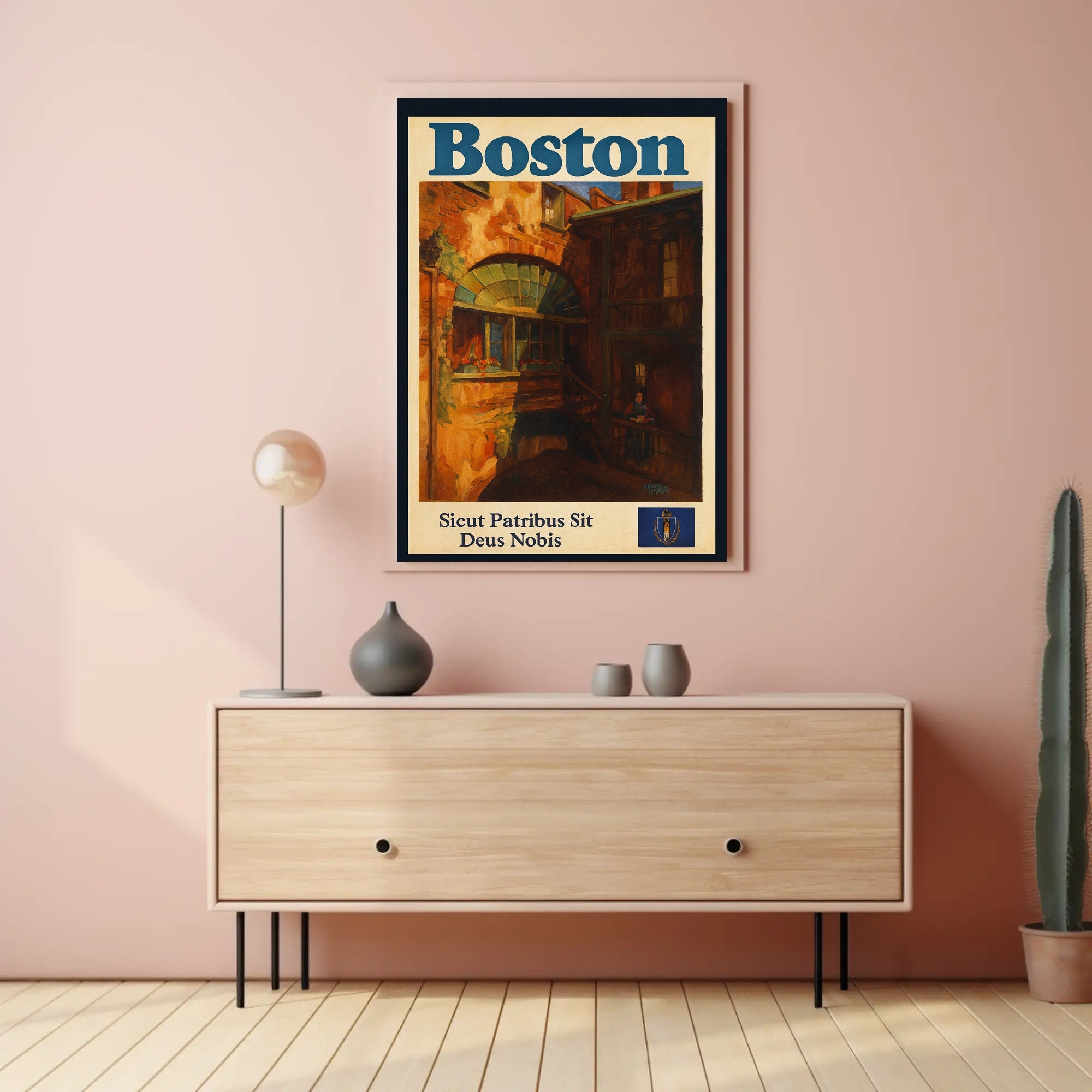 Boston Heritage Poster Vintage Travel Wall Art