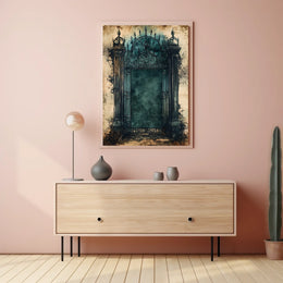 Mysterious Gothic Gate Poster in Abstract Artistic Style