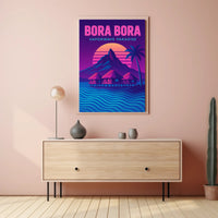 Bora Bora Vaporwave Paradise Travel Poster PosterGoat