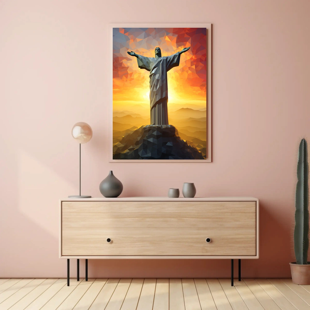 Christ the Redeemer Vibrant Landmark Travel Poster