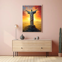 Christ the Redeemer Vibrant Landmark Travel Poster