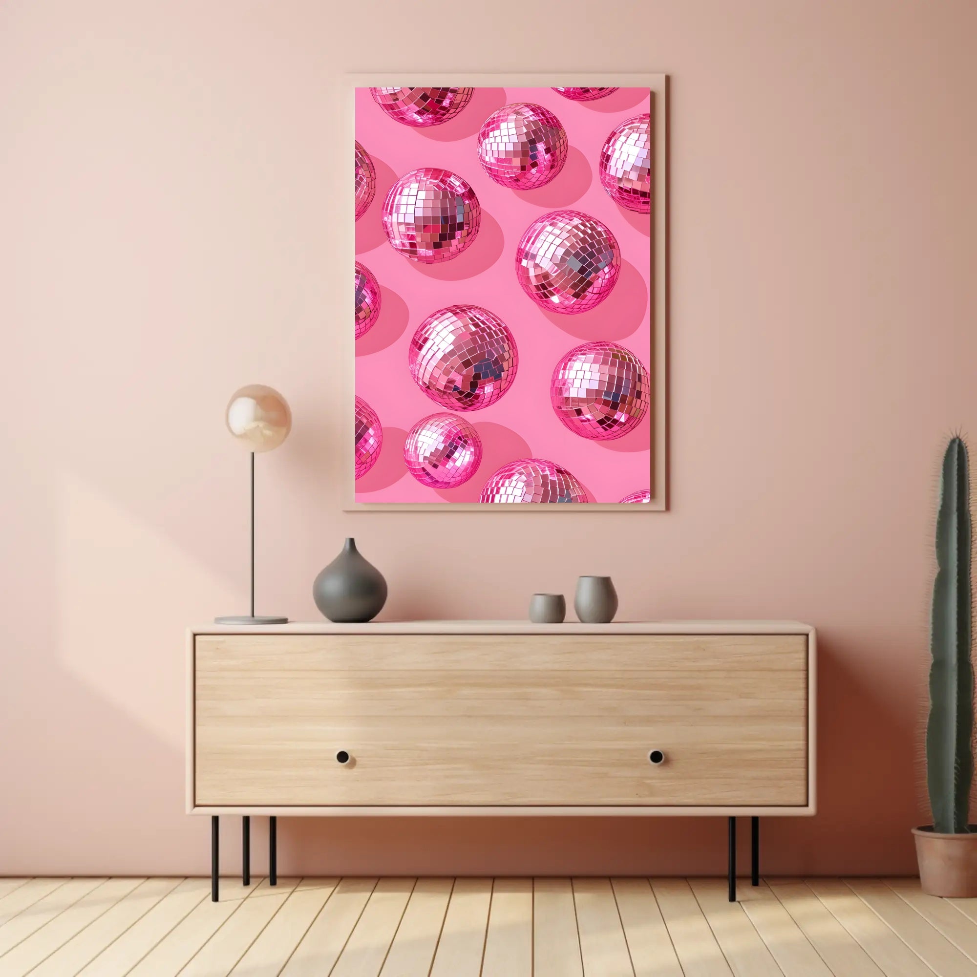 Pink Disco Balls Pattern Art Print - Abstract or Artistic Poster PosterGoat
