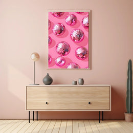 Pink Disco Balls Pattern Art Print - Abstract or Artistic Poster PosterGoat
