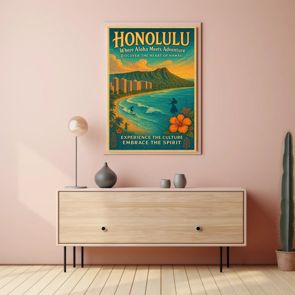 Honolulu Adventure Vintage Hawaiian Poster Print