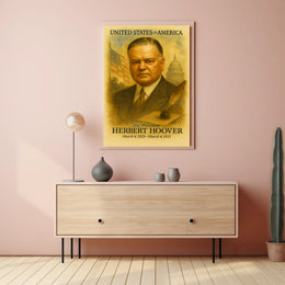 Herbert Hoover 31st President of the United States Vintage Watercolor Poster