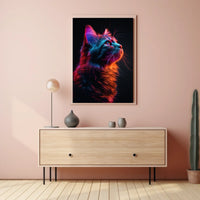Neon Cat Portrait Poster