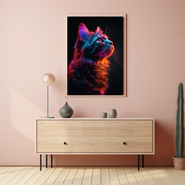 Neon Cat Portrait Poster