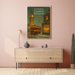 London Christmas Timeless Vintage Cityscape Travel Lovers Holiday Decor Museum Quality Poster