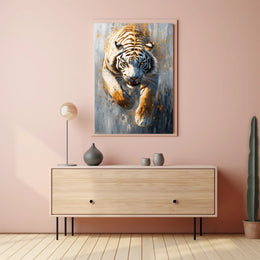 White Tiger in Motion, Bold Animal Poster