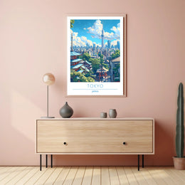Tokyo's Dynamic Skyline in Vibrant Urban Cityscape Poster