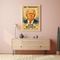 Joe Biden 46th President of the United States Exaggerated Cartoon Sketch Poster