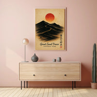 Great Sand Dunes Art with Vintage Japanese Style - National Park Poster