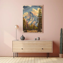 Vintage Yosemite Half Dome National Park Poster